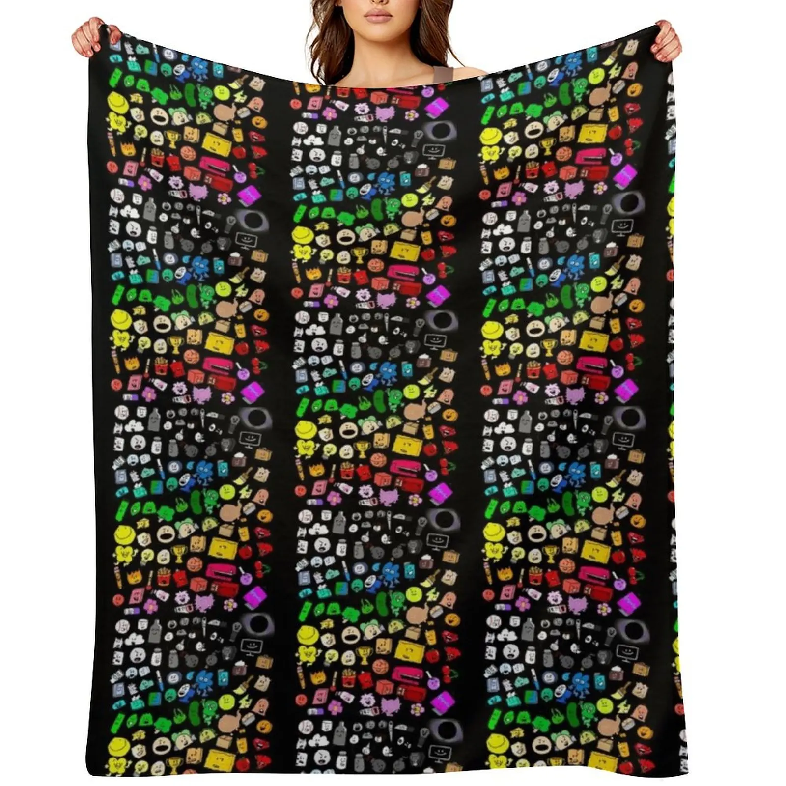 

BFDI Inanimate Insanity All Characters (Transparent) Throw Blanket Furry Summer Beddings Soft Big Blankets