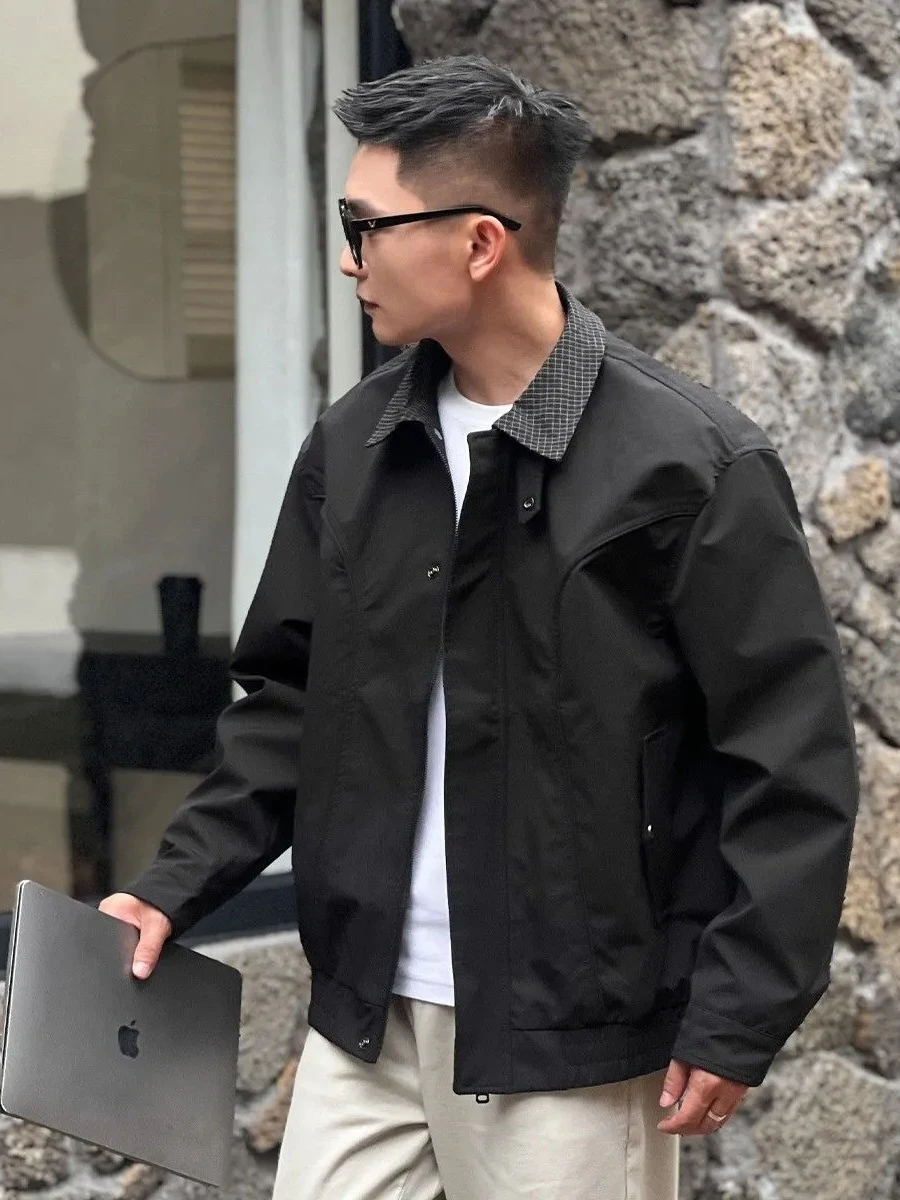 

Мужская повседневная куртка в американском стиле, осенняя, с цветными вставками, маленького размера, рабочая одежда, в стиле пэчворк, ретро-куртка