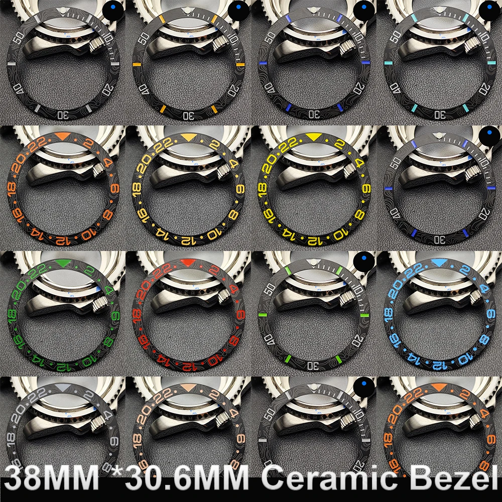 38mm*30.6mm GMT Diving Watch Bezel Insert GMT Ceramic Bezel Watch Mod Parts Carbon Fiber Texture GMT Bezel Ring For 40mm Watch