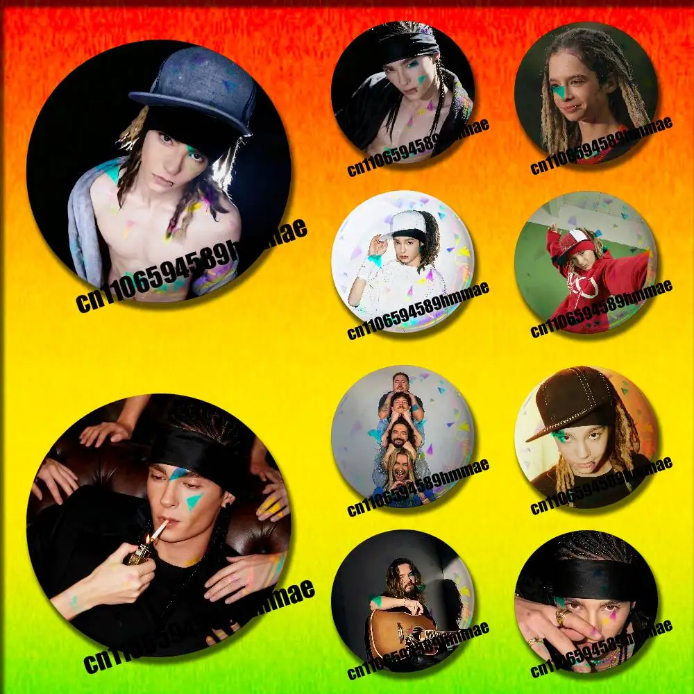 

For T-Tom Kaulitz Emblem Round Pins Insignia Badge Cover Ornament 75mm Cosplay Brooch Button