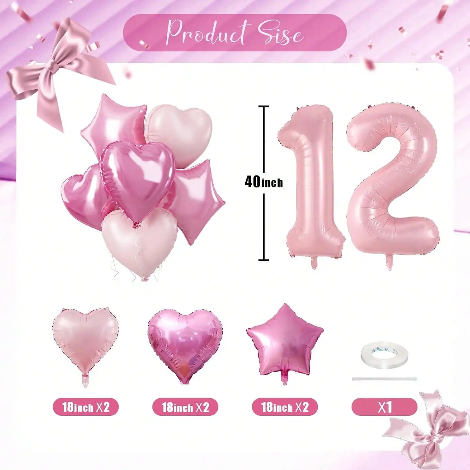 40-Zoll-Folienballon-Set zum 30. Geburtstag für Frauen zum Valentinstag, herzförmiger Heliumballon zum Jahrestag, Party-Dekoration – Detail 1
