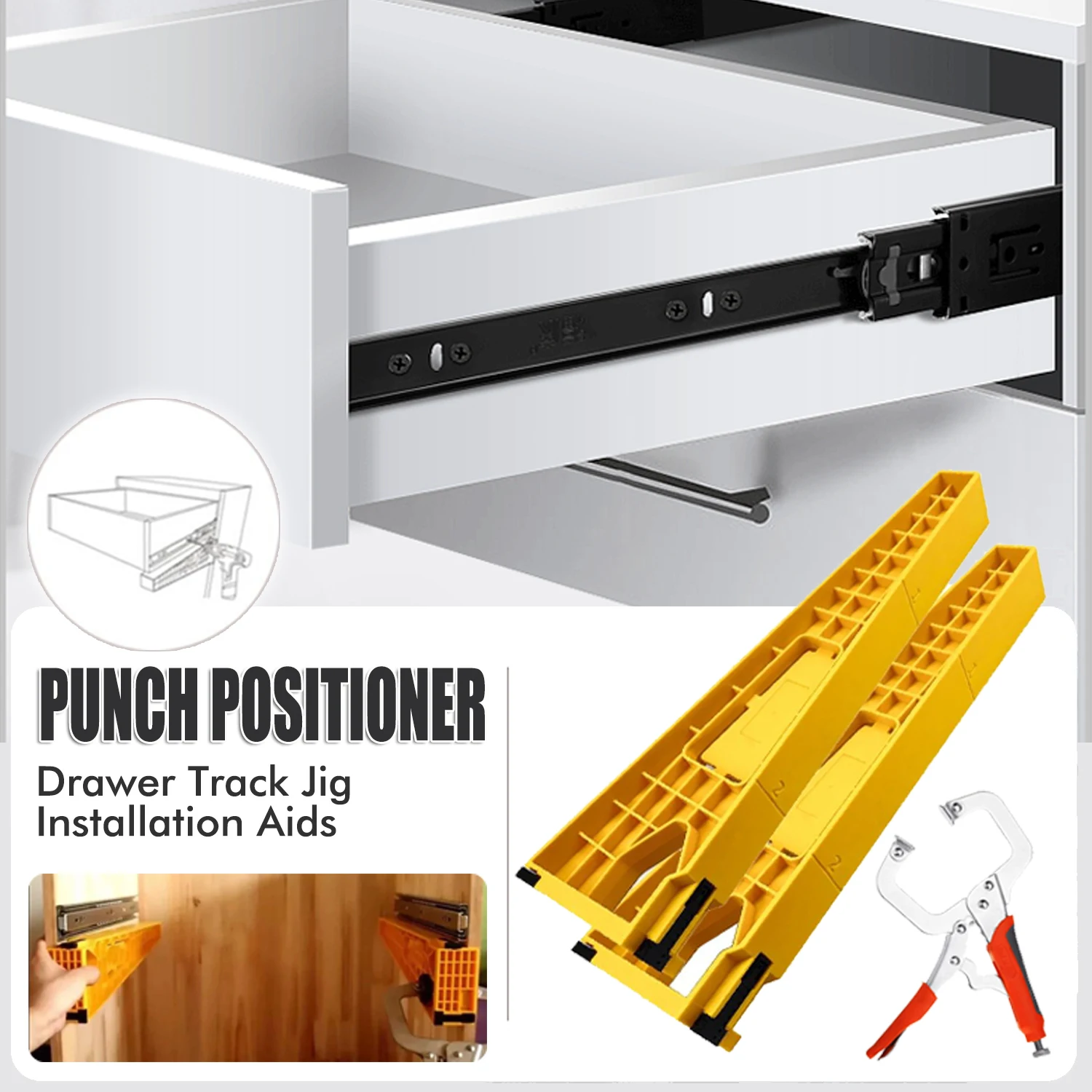 

Drawer Track Installation Jig Auxiliary Positioning Holder Drawer Slide Jig Mounting Cabinet Hardware Woodworking Tools