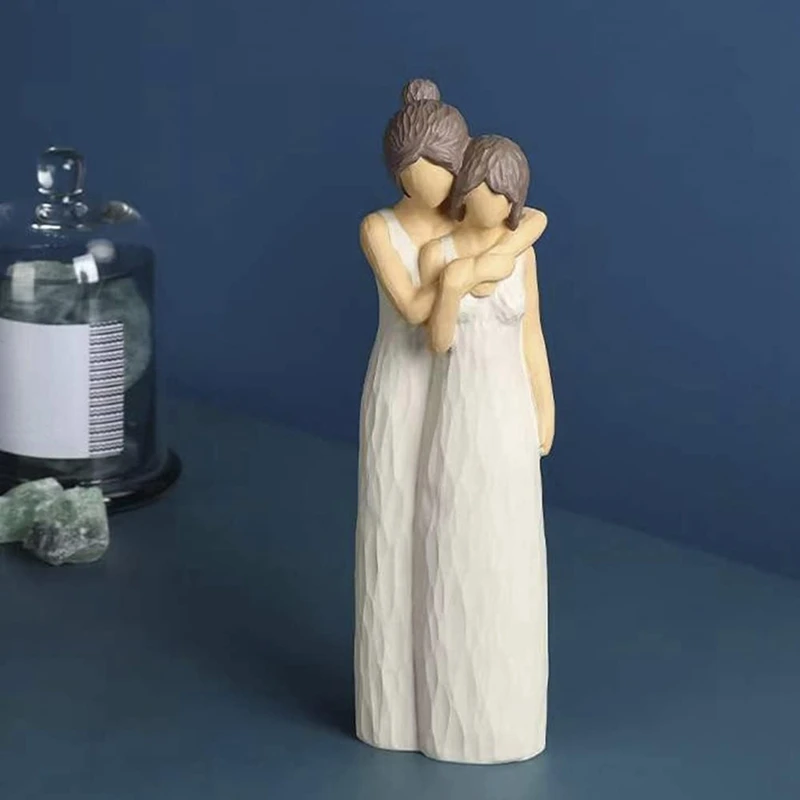 Mother Daughter Hugging Figurine Statues Resin Mother Daughter Gifts, Home Bedroom Decor