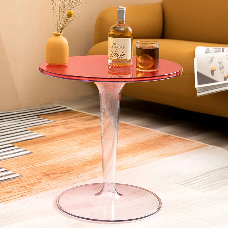 

Acrylic Auxiliary Bistro Coffee Table Side Small Makeup Round Table Modern Luxury Mesa Plegable Living Room Furniture TY20XP