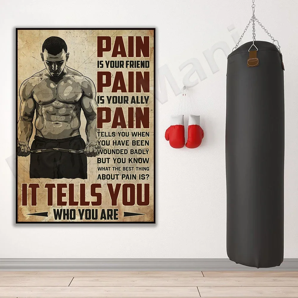 Gym Workout Fitness Weightlifting Man Poster Pain Is Your Friend Pain Poster Wall Art Print Home Living Decor Poster