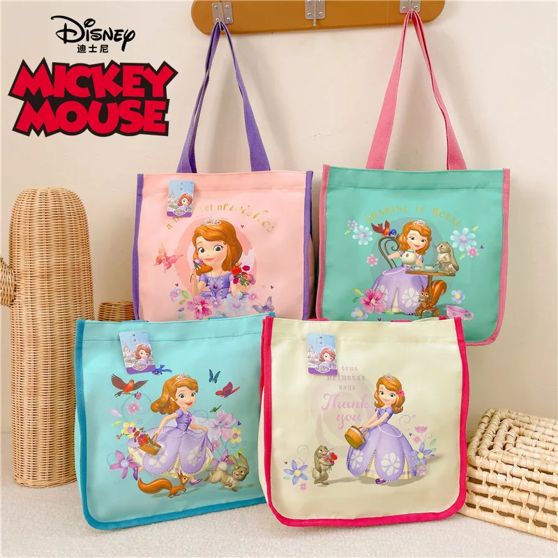 MINISO Disney Cute Cartoon Winnie The Pooh Children\'s Cotton Linen Bag 2023 New Sophia Painted Casual Shoulder Bag Light Handbag