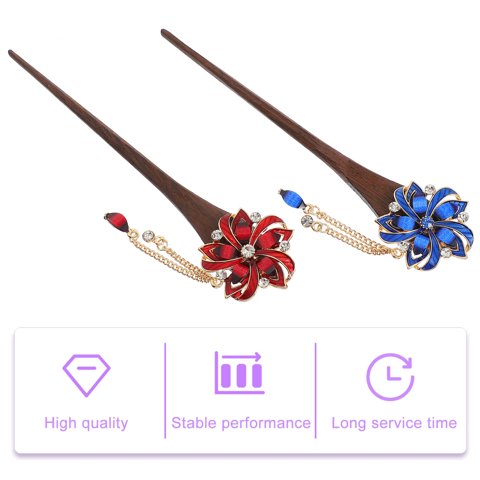 

2pcs Ethnic Handmade Tassel Fork Chopstick Women Accessory Bun Holder Tassel Hair Stick Flower Hair Stick Decor