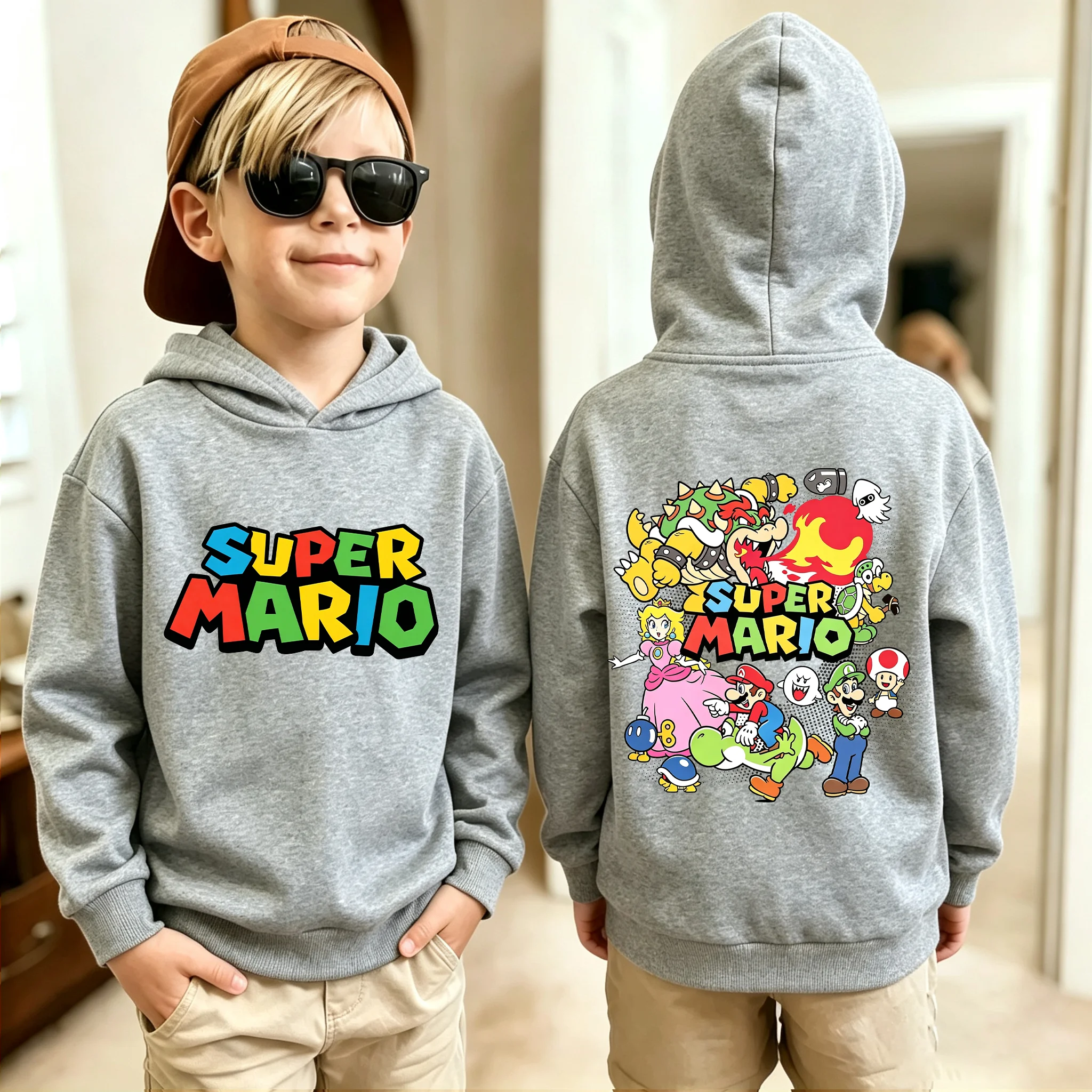 2026 New Cute Autumn/ Winter Hoodies for Boys and Girls, Yoshi/LUIGI Printed Hoodies for Fashionable Role-playing, Fan Gift Tops