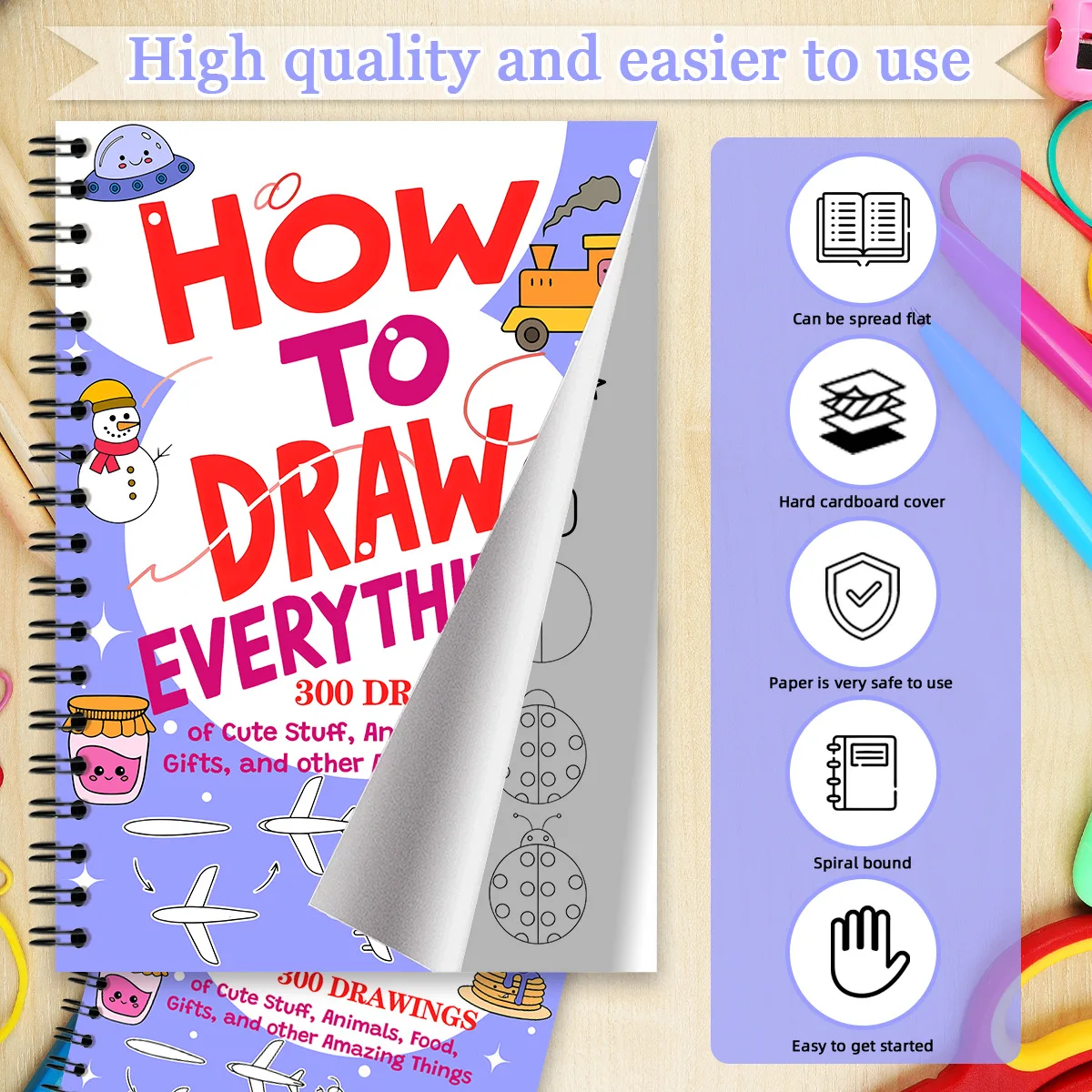 How To Draw 300 Simple Things Step By Step Drawing Guide Pencil Sketch Practice Book for Beginners Gift