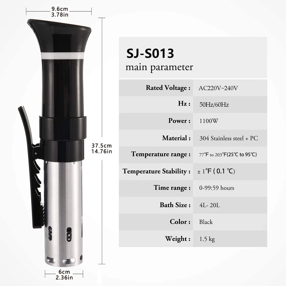 Sous Vide WIFI 1100W عالي الطاقة مع وظيفة طباخ بطيء ومؤقت 99 ساعة وطهي مفرغ دقيق، ±0.1 ° ج التحكم في درجة الحرارة