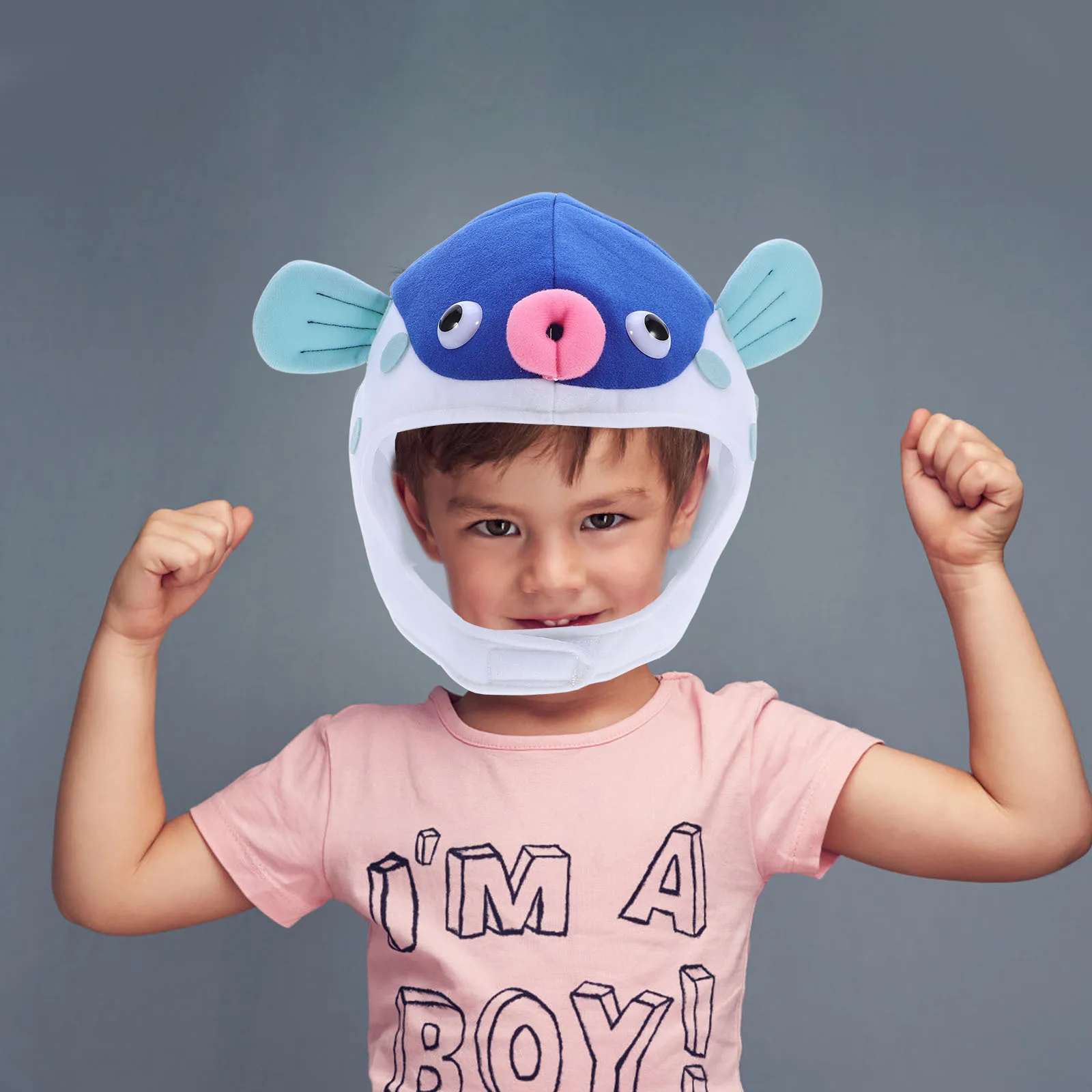 Gorro de pez globo, sombrero de dibujos animados azul ajustable, accesorios para fotos de fiesta de Cosplay para niños y adultos, accesorio de Halloween, diversión para Festival