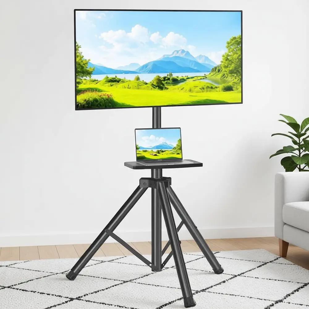 Portable TV Stand for 23-80 Inch TVs, Adjustable Height and Tilt, Holds up to 100lbs, Outdoor Mount for TVs with VESA 600x400