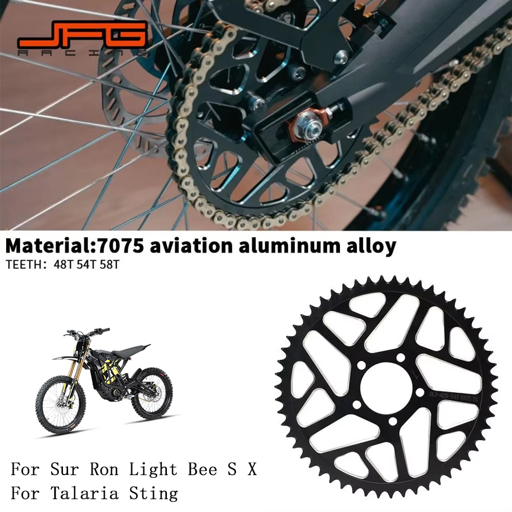 Pignon de chaîne arrière en alliage d'aluminium pour motos, 48T 54T 58T 7075, pour vélos électriques Surron Lightbee X S Segway X160 X260
