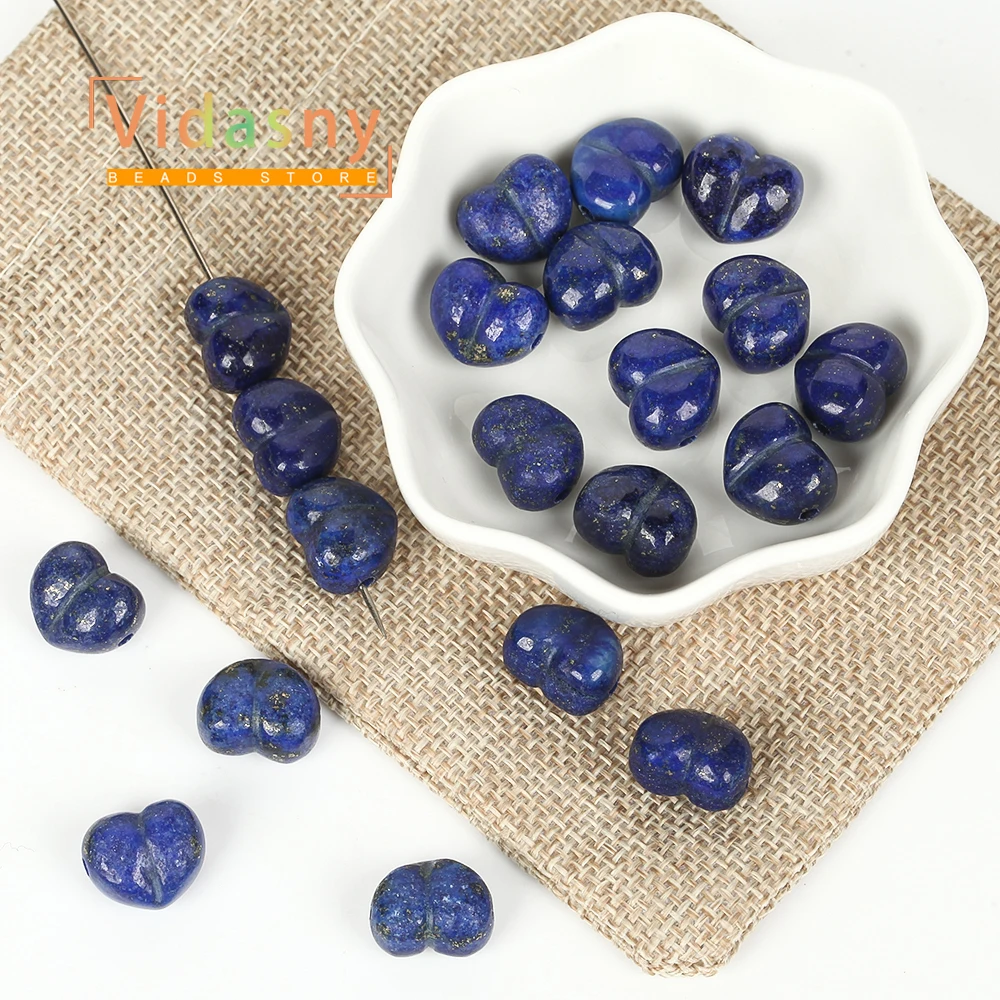 13 mm, 5 Stück, Naturstein, Lapis Lazuli, pfirsichfarbene Herzform, lose Abstandsperlen für die Schmuckherstellung, DIY-Armband, Halskette, Ohrringe – Detail 6