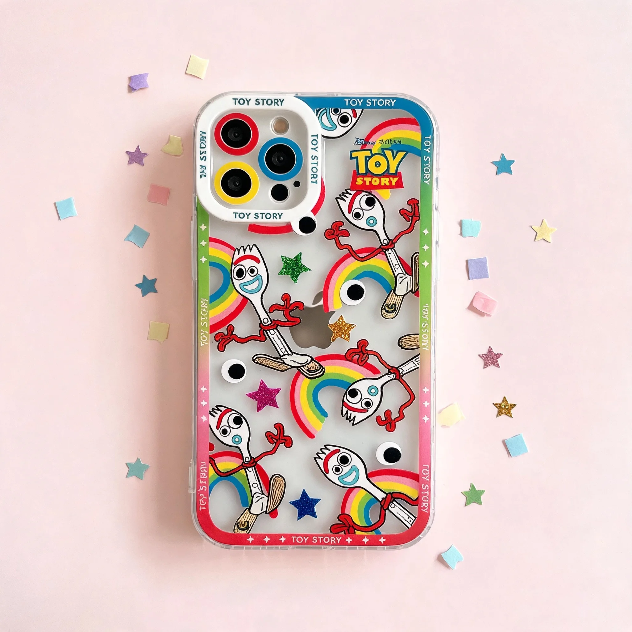 Toy Story Forky Rainbow Parody Clear iPhone Case, Funny Meme Anti-Yellow Full Protection Cover,For Galaxy Samsung all Series