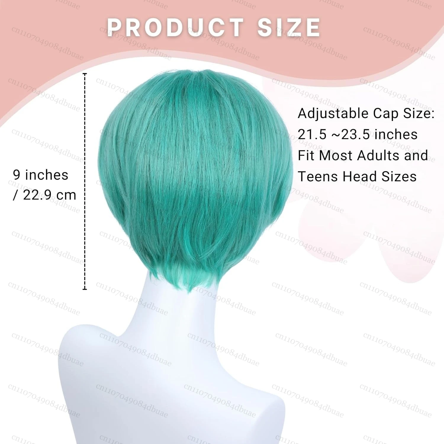 Perruque de cosplay courte coupe bol vert pour hommes avec frange complète - Perruques de cosplay anime pour fête costumée d'Halloween pour hommes (vert)