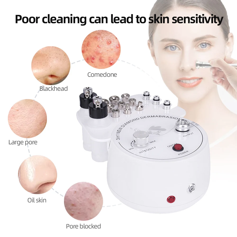 3 in1Diamond Microdermabrasion Beauty Machine Water Spray Exfoliation Vacuum Device Acne Blackh Anti-wrinkle Facial Peeling Tool