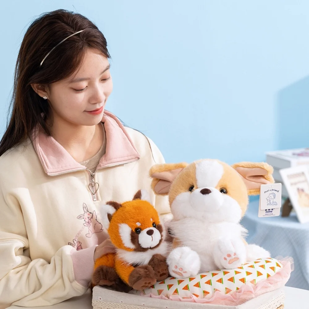

Lovely Red Panda Fox Puppy Lying Animal Plush Toy Cozy Fluffy Cartoon Soft Pillow Stuffed Animal Home Decor Birthday Gift