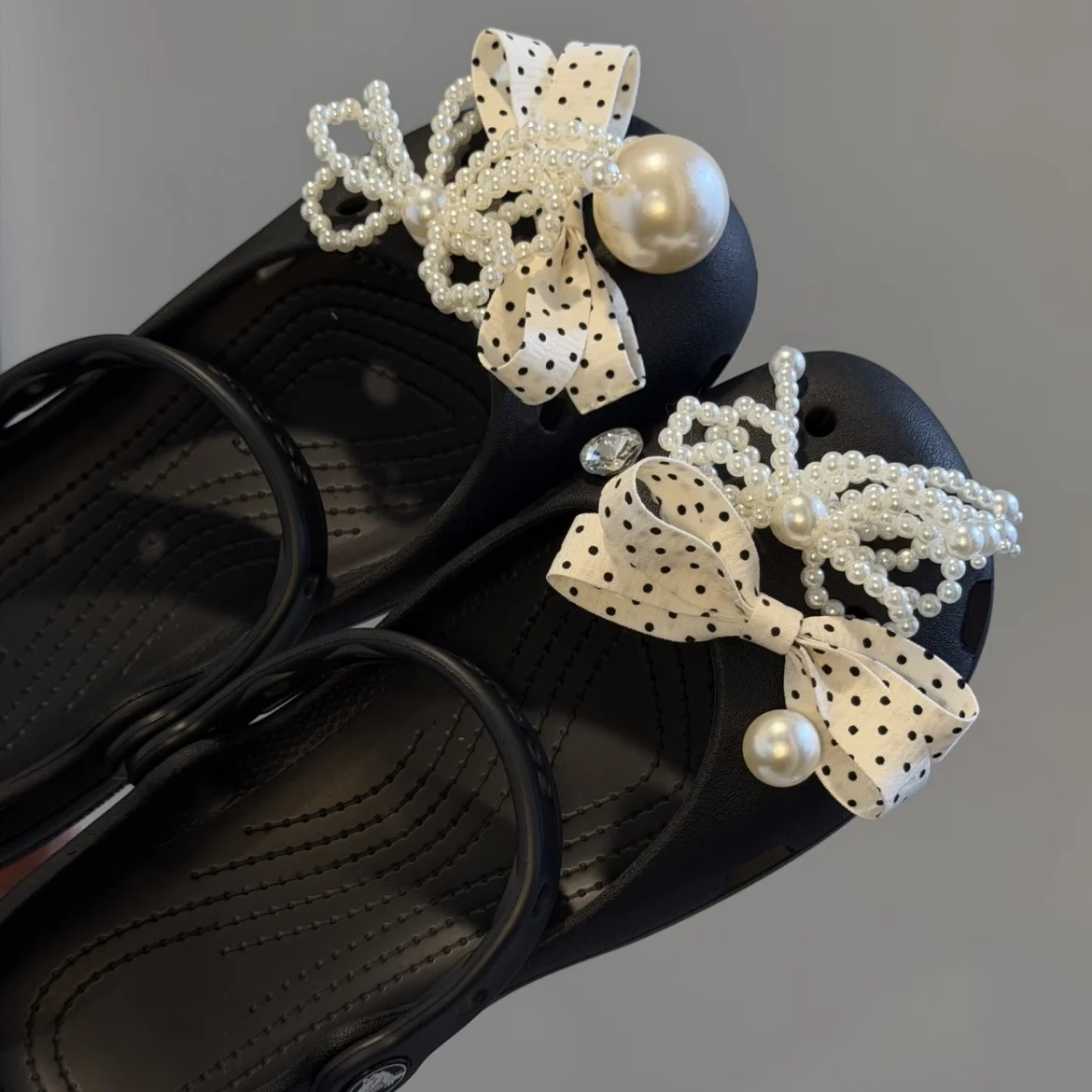 Luxury pearl bow Shoe Charms Set Women Retro Ballet Shoes corc charms pack fashion Shoe decorations DIY Shoe Accessories
