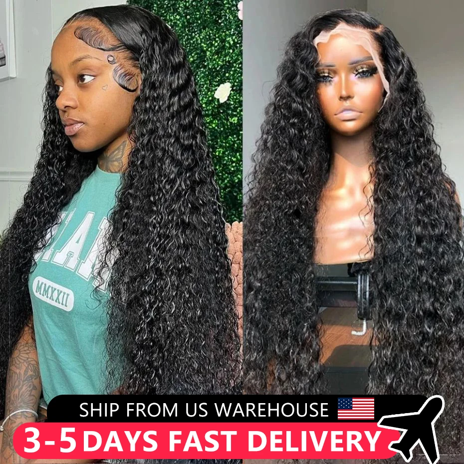 Deep Wave Wig Human Hair 13x4 Lace Frontal Curly Wave Human Hair Wigs PrePlucked Pre Cut Lace 180% 13x6 Lace Front Wig MYLOCKME