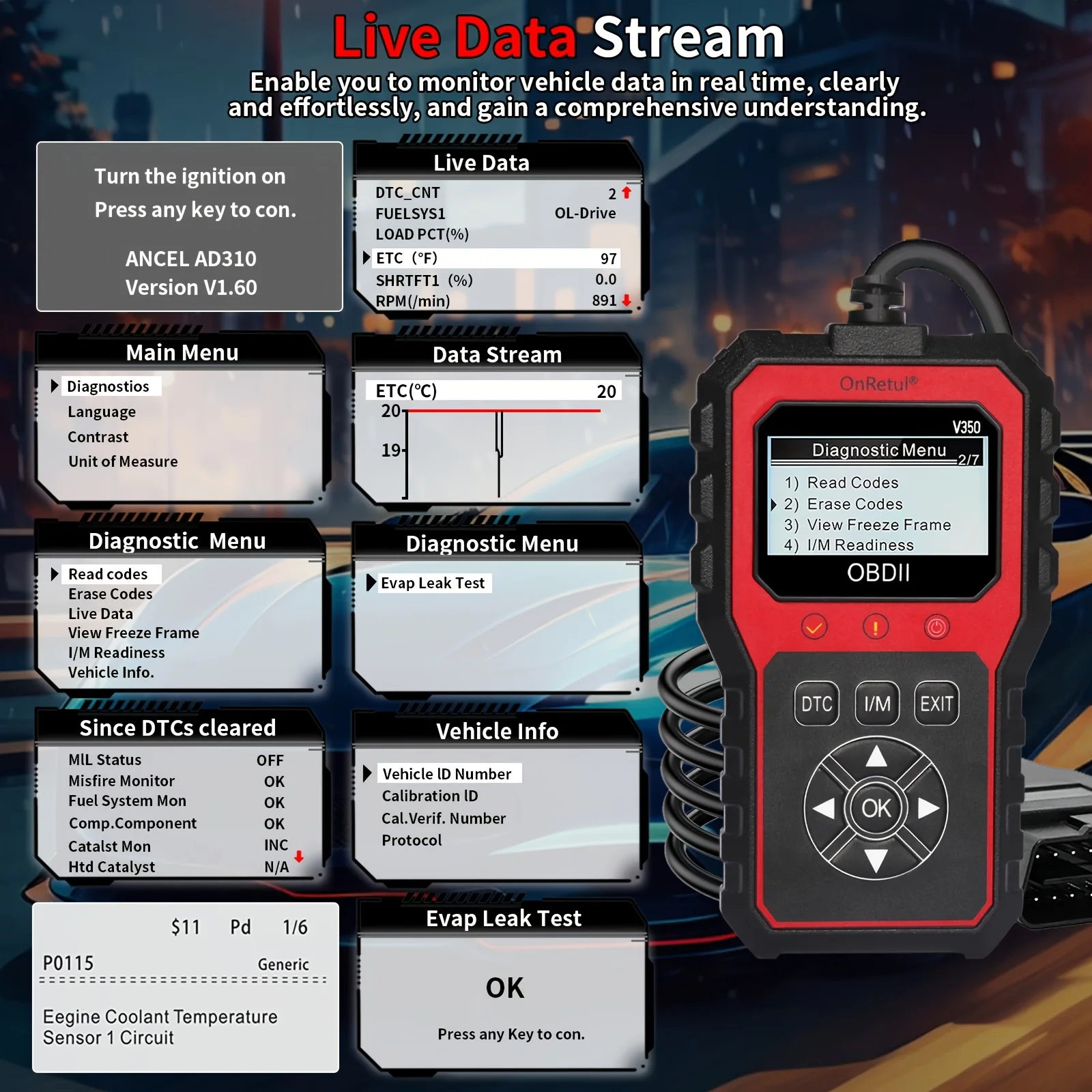 الماسح الضوئي Obd2 المتقدم V350 - أداة تشخيصية محمولة لجميع المركبات، قراءة أخطاء المحرك، بطاريات الاختبار، تحليلات وأختبار أداء المحرك، كودات فحص الجودة 350+، 35، 901+، تصميم سهل الاستعداد، تصميم مريح، بدون بطارية