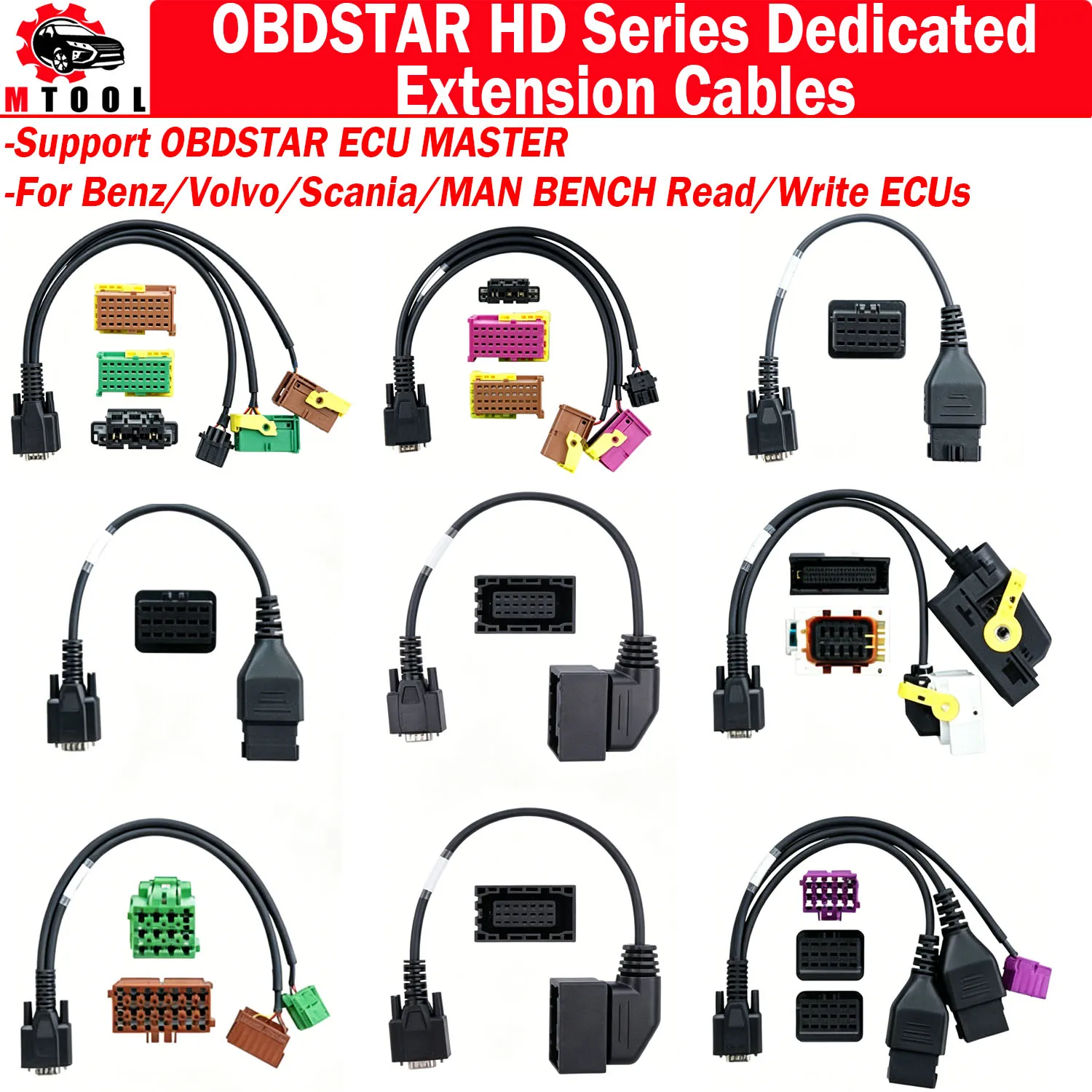 OBDSTAR Truck Extension Cable Read Bench Write For Benz/ Volvo/ Scania/ MAN Truck ECM TCM Body&Chassis ECU Fi OBDSTAR ECU MASTER