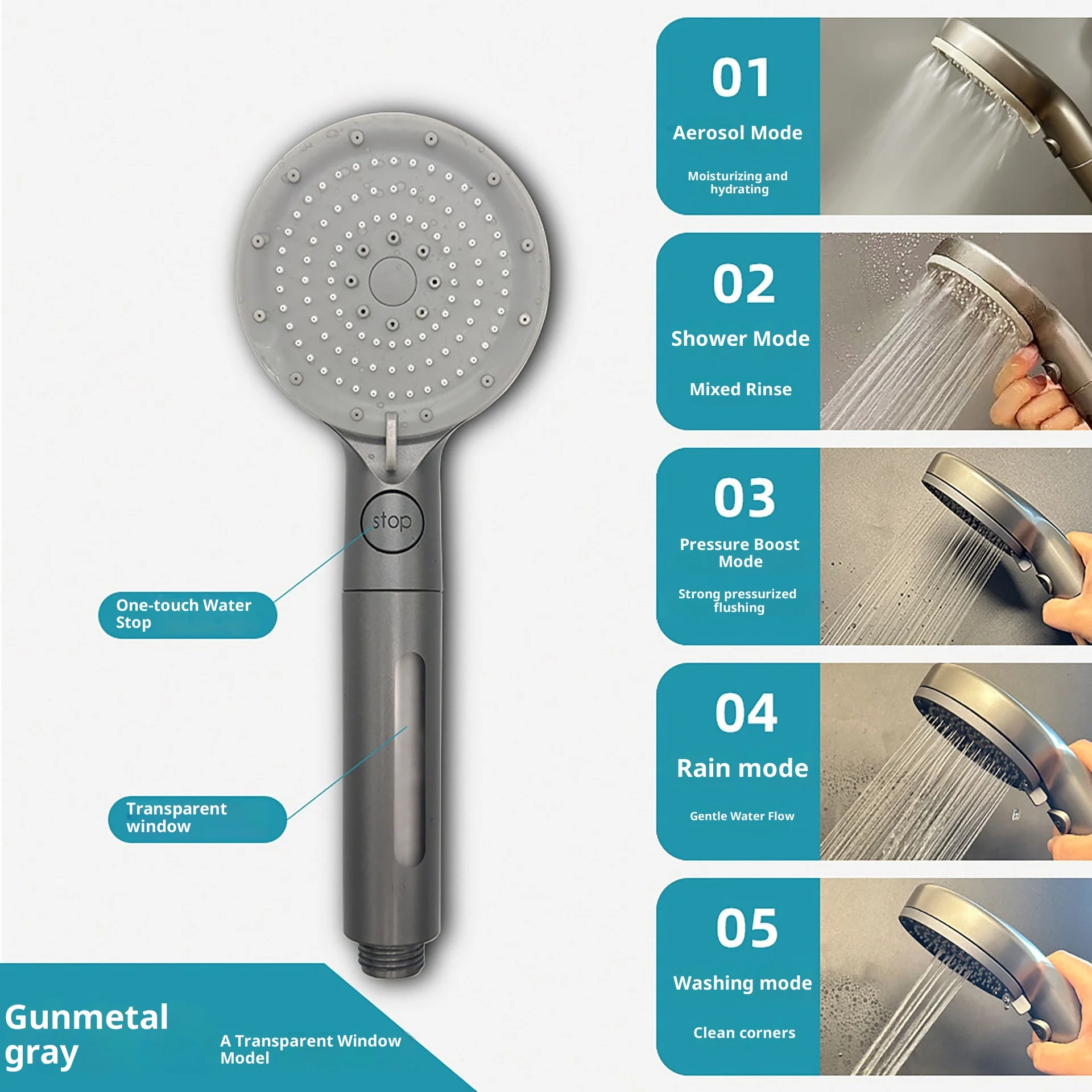 

Filtering Shower Head with Massage Brush Handheld High Pressure Water Saving Cleaning Bath Shower Head for Bathroom
