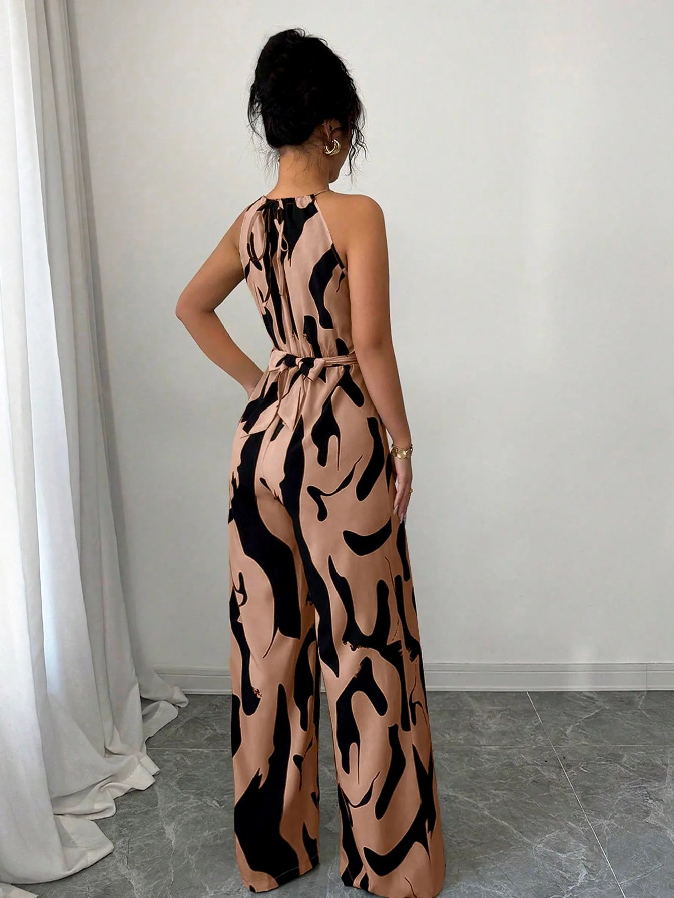 Combinaison d'été Sexy à col licou pour femmes, pantalon décontracté, combinaisons pour femmes, imprimé géométrique, tenues de fête pour femmes