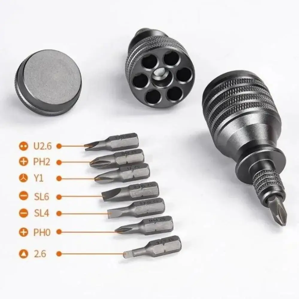 Mini Screwdriver Titanium Screwdriver 1/4 Inch Magnetic Screwdriver 7 In 1 S2 Alloy Steel Drill Bit EDC For Home Repair Tools