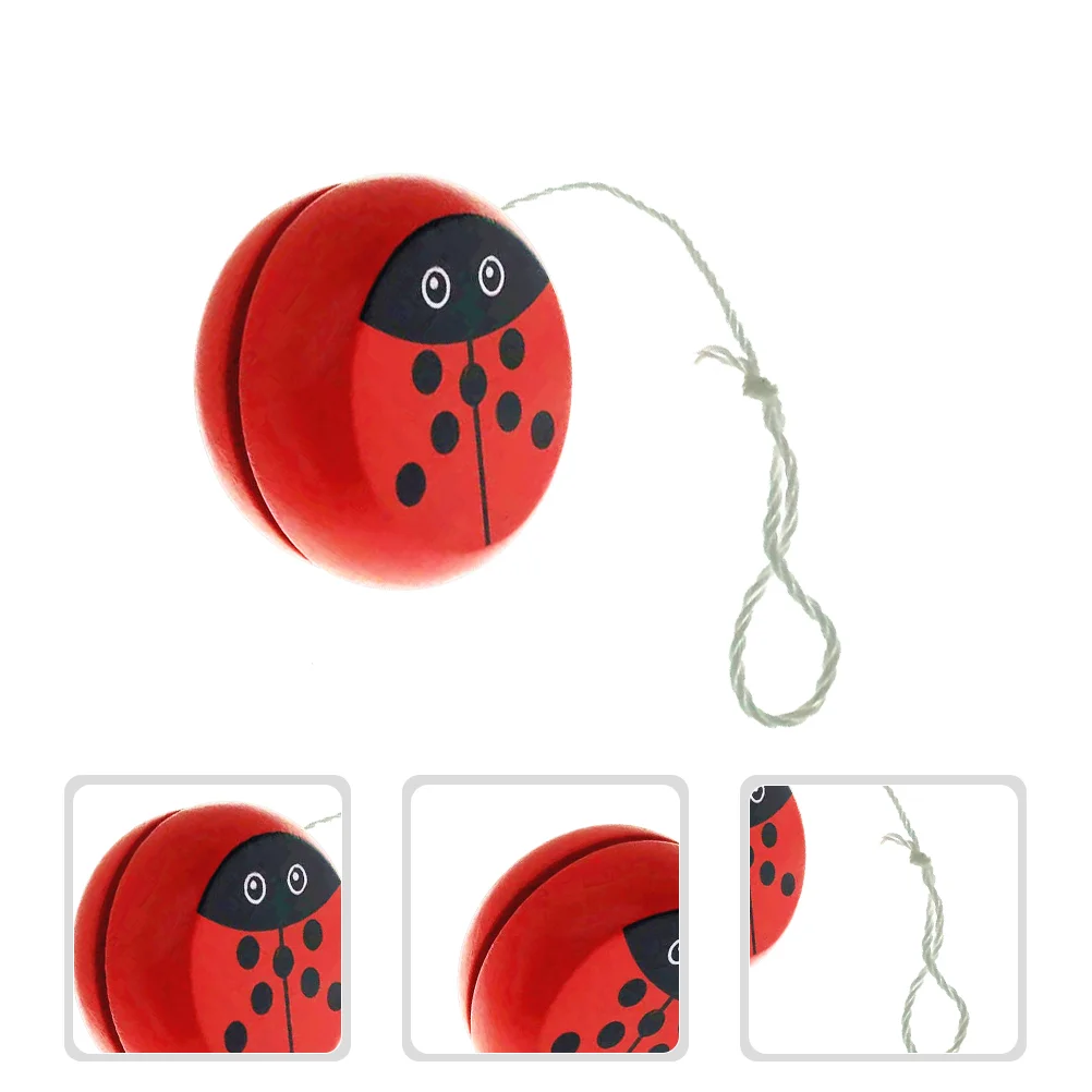 Wooden Yoyo Ball Wood Yoyo Ball With String Cartoon Ladybird Yoyo Ball for Kids