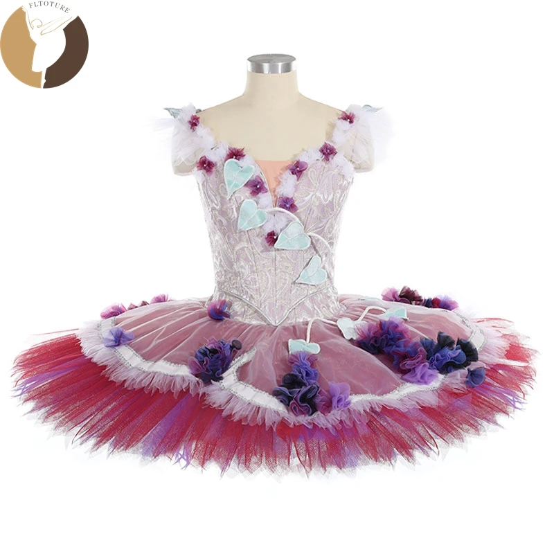 

FLTOTURE Classical Custom Made Lilac Fairy Nutcracker Variation Tutu Skirt Purple Flower Pancake Dress For Ballet Competition