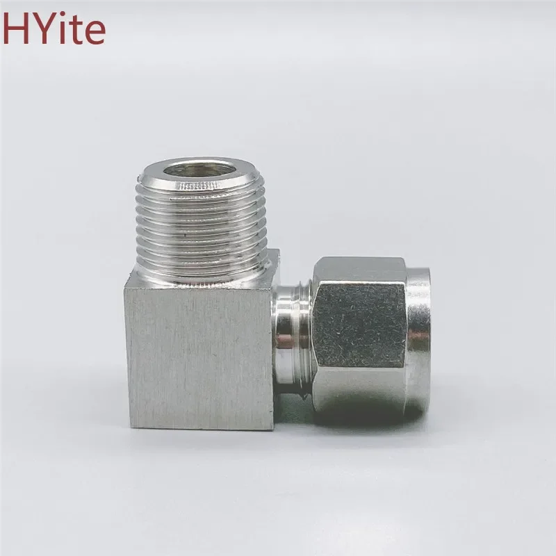 

304 SS Stainless Steel Elbow Double Ferrule Tube Pipe Fittings Connector 6-12mm Pipe OD to 1/8" 1/4" 3/8" 1/2" BSPT Male Thread