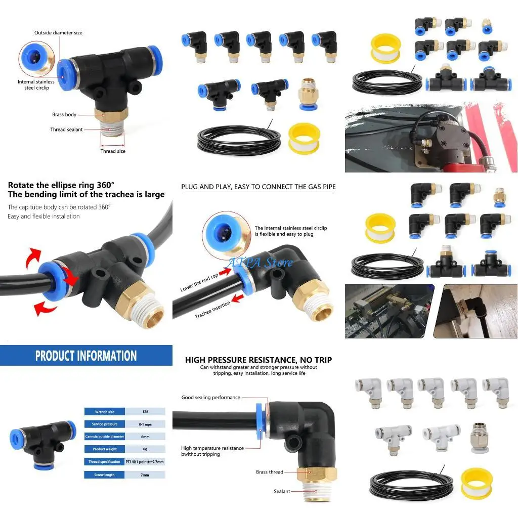 

U13C Connector Push Lock Vacuum Fitting Turbosfor Turbos Vehicle Wastegate & Solenoid