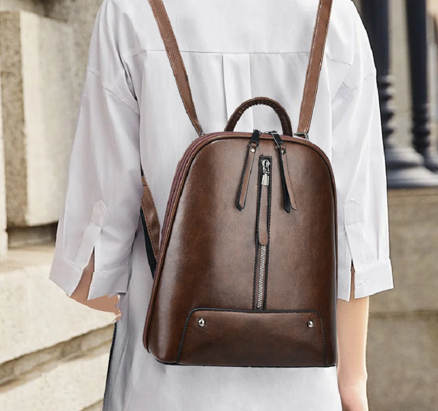 

Korean Fashion High Quality Leather Large Capacity Backpacks Women's Preppy Style Laptop School Bag Travel Shoulder Bags