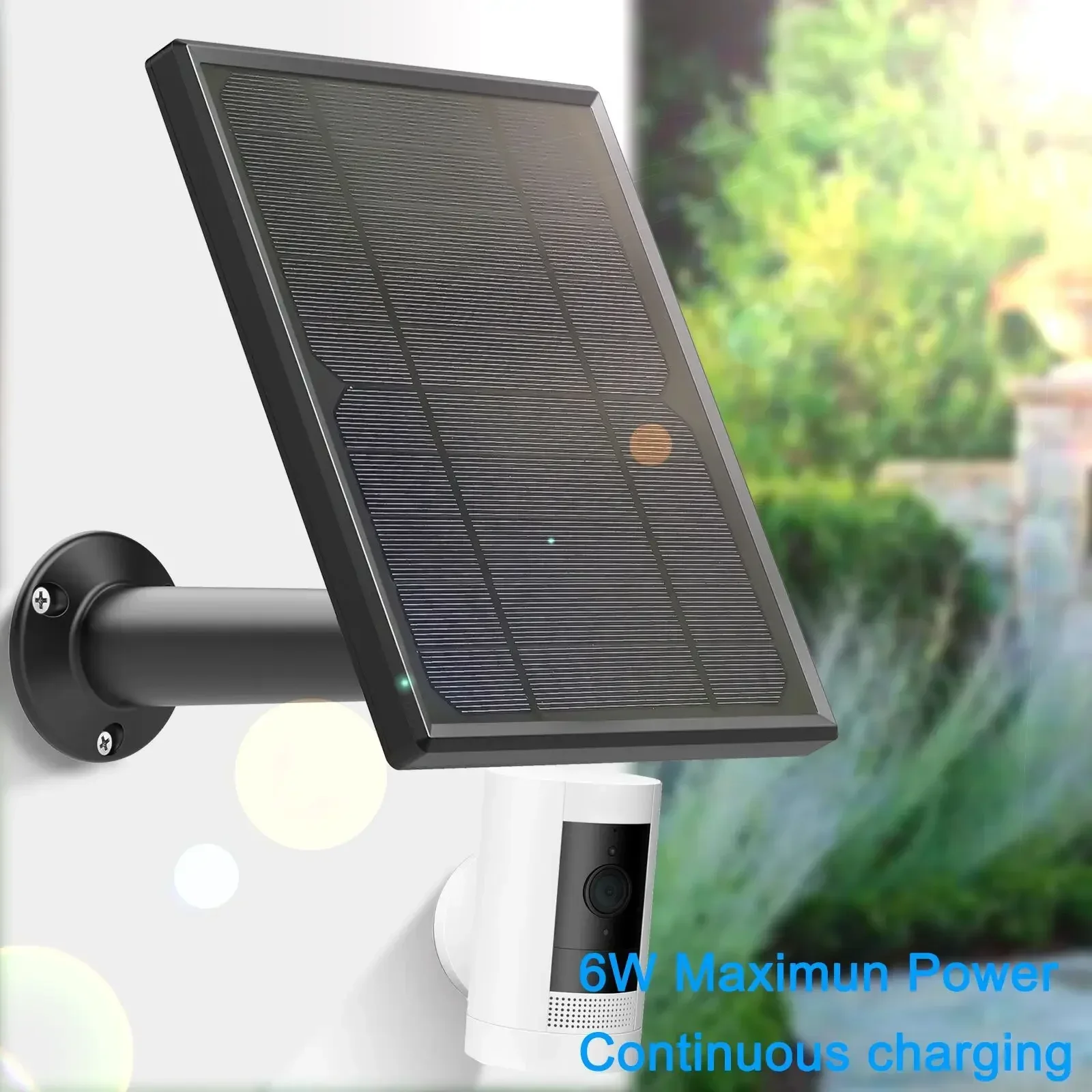 

6W Solar panel for Ring Stick Up Cam Battery / Spotlight Cam Battery HD Camera Wall Mount 13ft 4m Power Cable