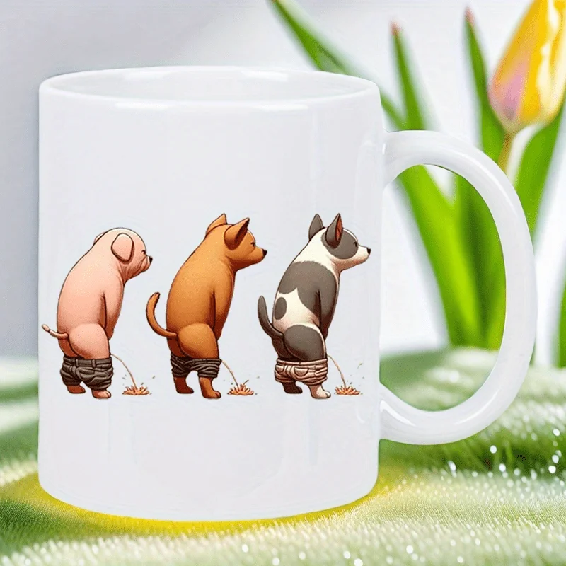 

Coffee Mug with Cute Jack Russell Terrier-like Dog Design (Brown, Black & White) - Reusable Travel Cup for Hot/Cold Drinks,