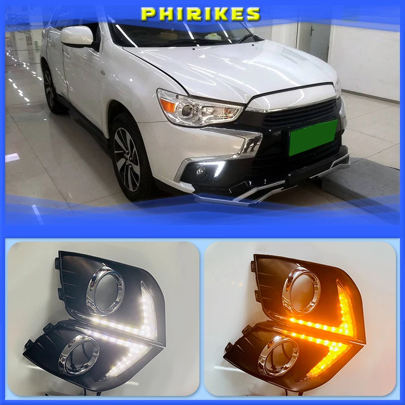 

LED Daytime Running Lights For Mitsubishi Outlander Sport ASX RVR 2016 2017 2018 2019 DRL Fog lamp cover with yellow signal
