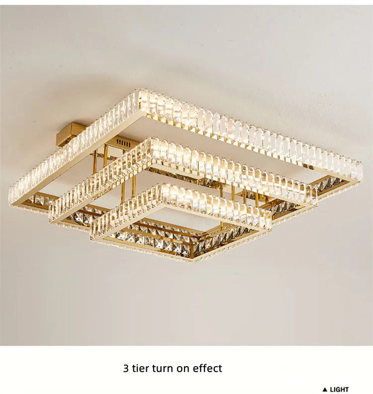 Living Room Crystal LED Ceiling Lamp Steel Smart Dimmable