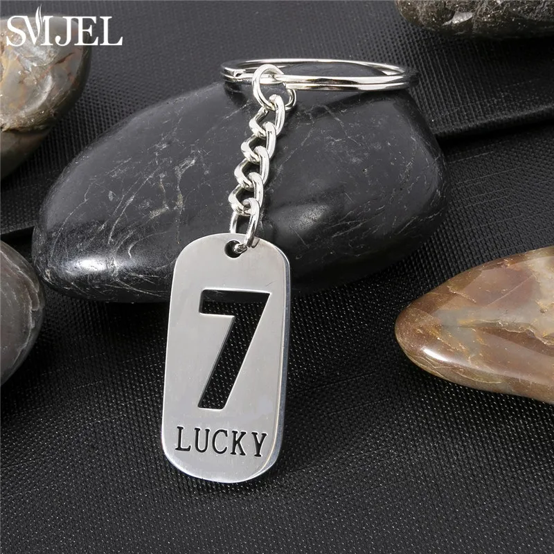 Personalize Numerals Keychain Fashion 0-9 Lucky Number Stainless
