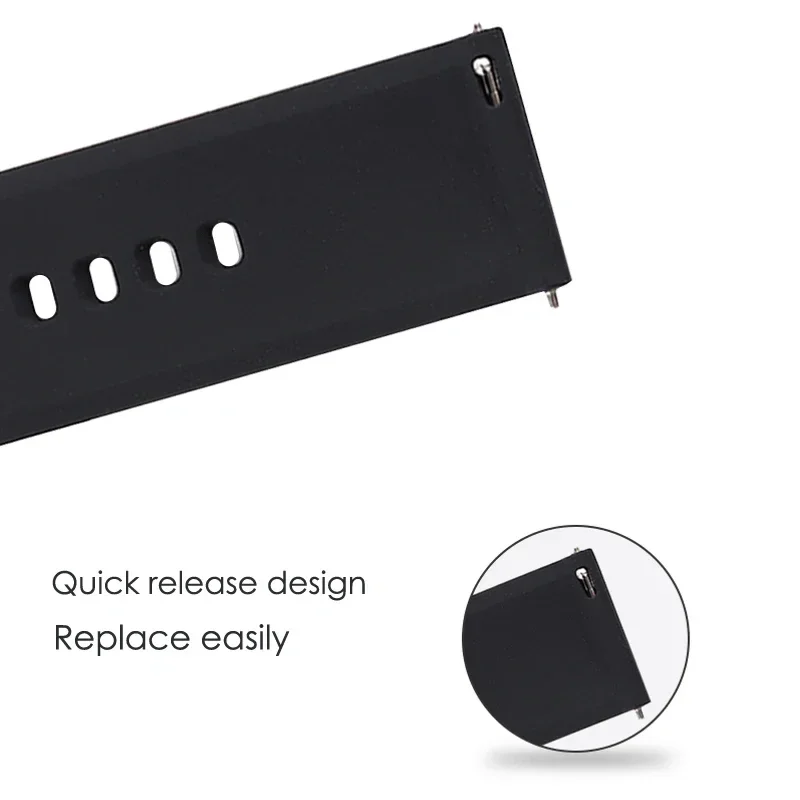 أشرطة ساعة عالمية 22 مم 20 مم سريعة الإصدار من السيليكون سوار معصم مطاطي ناعم لساعة هواوي وسامسونج وشاومي أمازفيت الذكية #4