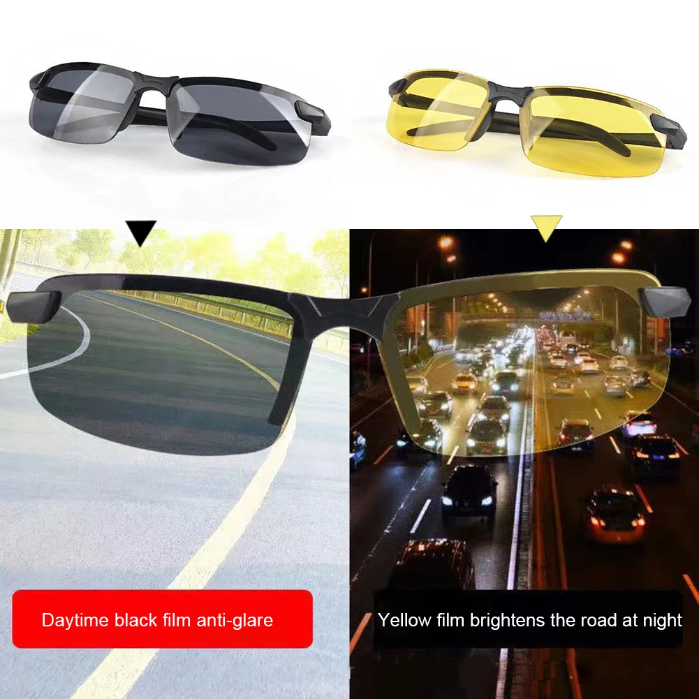 Night Vision Glasses PC Frame Polarized Sunglasses Men Outdoor Sport Sun Glasses Day Night Vision Driver Night Glasses Goggles