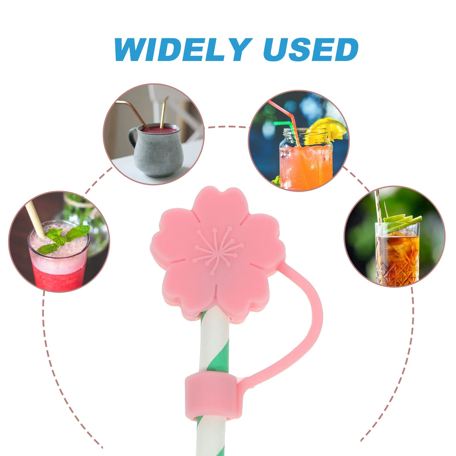 

4Pcs Reusable Flower Shape Silicone Straw Protector Caps Leakproof Straw Plug Dust Proof Covers for 6-8mm Drinking Straws