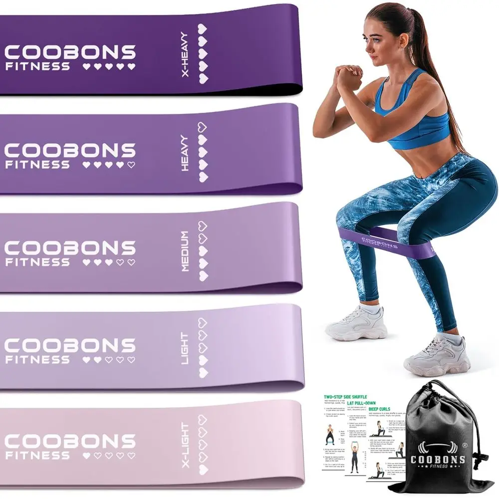 

5-Resistance Exercise Bands Set for Strength Training, Yoga, and Home Gym Workouts