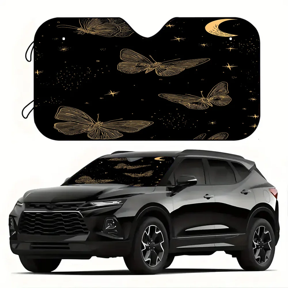 1pc Celestial Butterfly Dance Windshield Sunshade - UV Protection & Heat Reflective, Foldable Car Cover For SUVs/Trucks, Durable