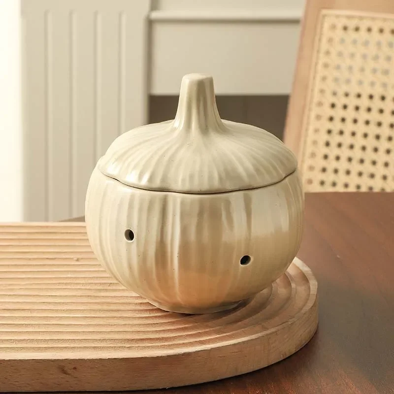 Garlic Storage Jar Airtight Ceramic Anti Moisture Home Kitchen Items Tea Storage Ornament Kitchen Shelf Decor Retro Dry Fruit