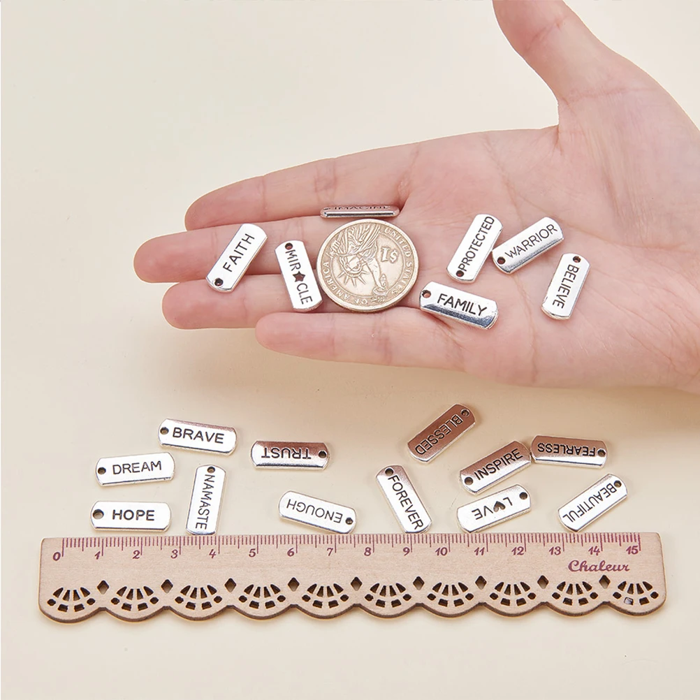 

80 Pcs Diy Accessories Jewelry Making Beads Words Letters Connector Pendants Charm Necklace Bracelet Charms Material Variety