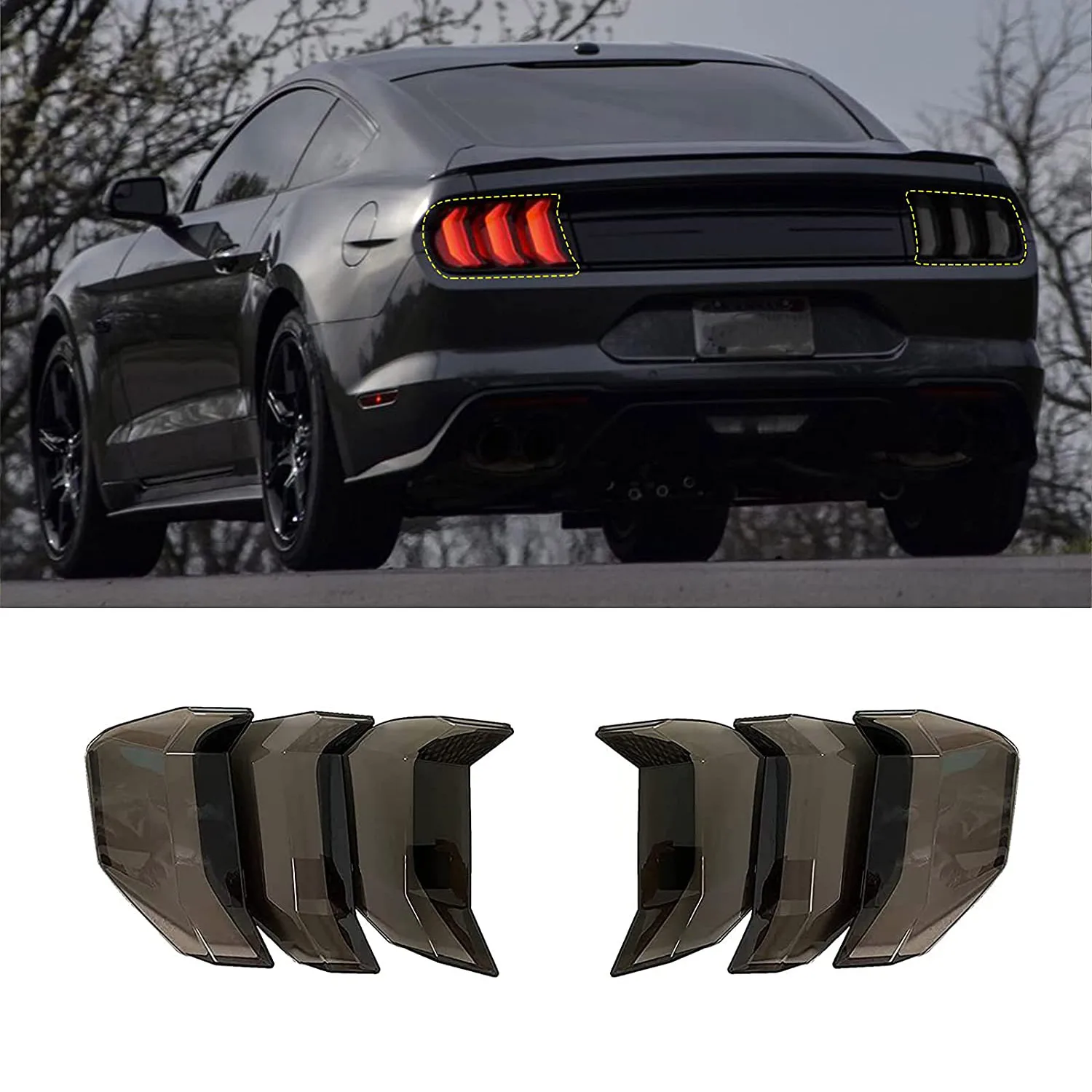 Car Tail Light Cover Rear Brake Lamp Lens Decoration Guard Sticker For Ford Mustang 2015-2017 2018-2023 Taillight Accessories