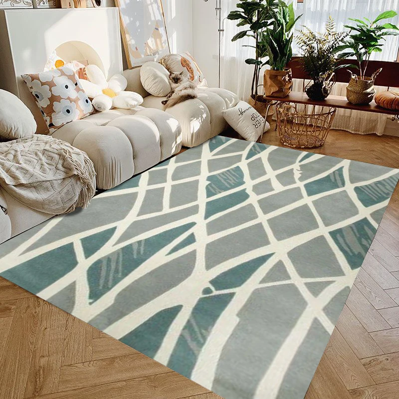 Abstract Circle Line Area Rug Vintage Artistic Carpet Modern Living Room Bedroom Decorative Rug