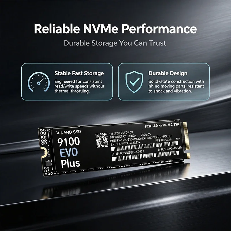 9100 EVO PLUS M.2 NVMe SSD – Load Games in Seconds with 7300MB/s PCIe 4.0 High Speed Drive for PS5 Laptop Desktop 1TB 2TB 4TB
