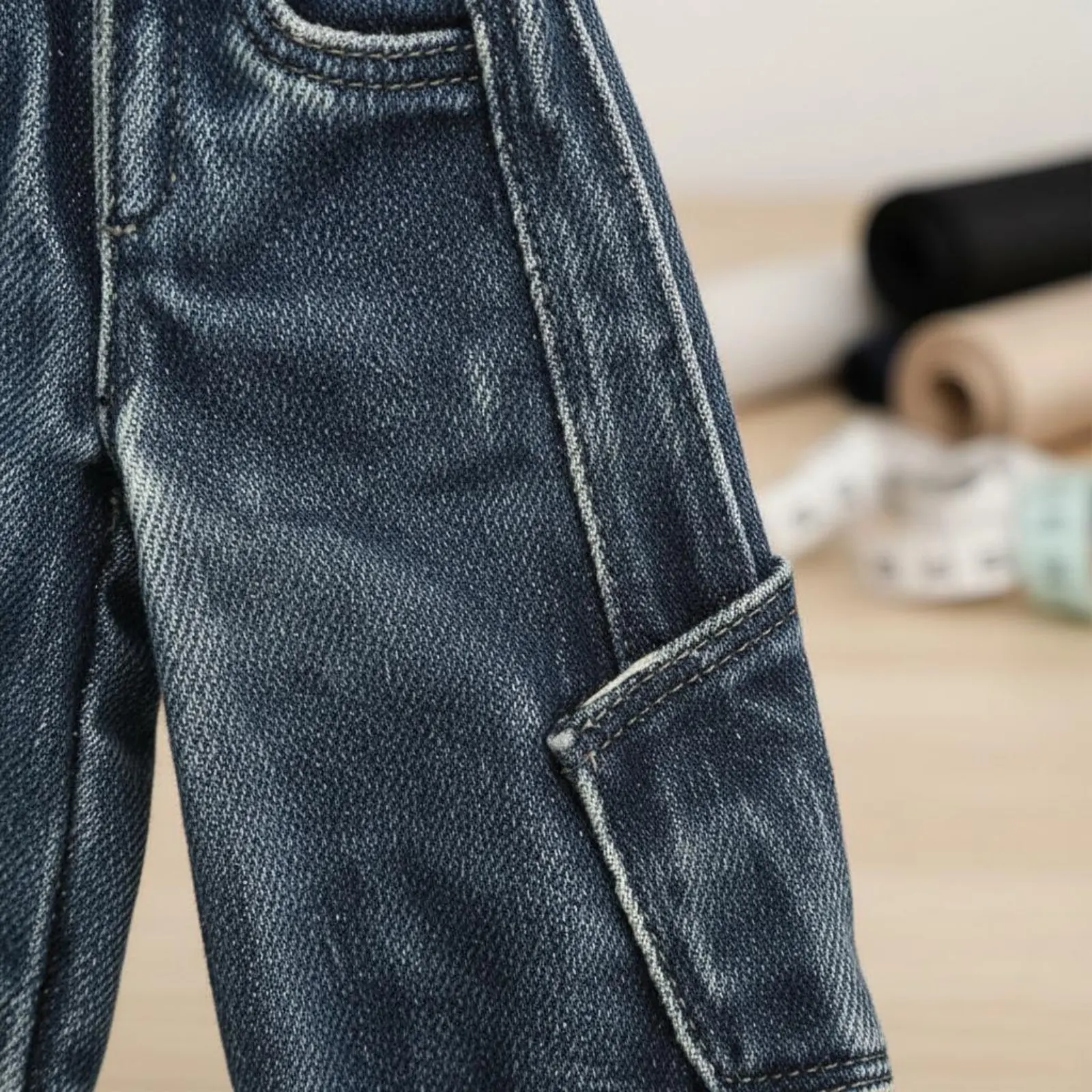 

Female Figure Indigo Twill Trousers Handmade 1/6 Scale Doll Jeans 12 Inch Figure Informal Pants for Collectors